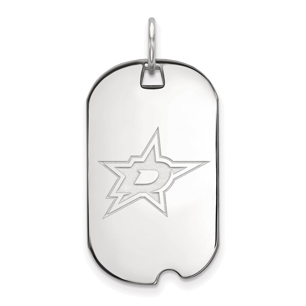 Sterling Silver Rhodium Plated Nhl Logoart Dallas Stars Small Dog Tag Pendant