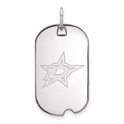 Sterling Silver Rhodium Plated Nhl Logoart Dallas Stars Small Dog Tag Pendant
