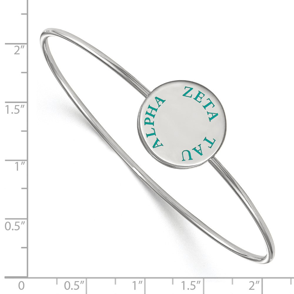 Sterling Silver Rh Plated Logoart Zeta Tau Alpha Enameled Slip On Bangle