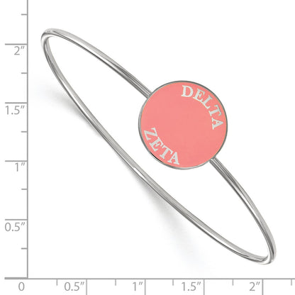 Sterling Silver Rh Plated Logoart Delta Zeta Enameled Slip On Bangle