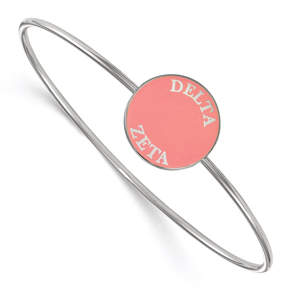 Sterling Silver Rh Plated Logoart Delta Zeta Enameled Slip On Bangle