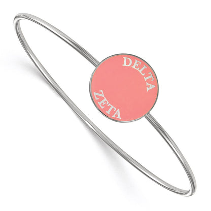Sterling Silver Rh Plated Logoart Delta Zeta Enameled Slip On Bangle