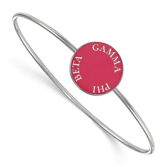 Sterling Silver Rh Plated Logoart Gamma Phi Beta Enameled Slip On Bangle