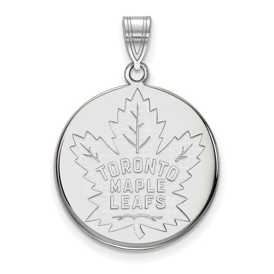 10K White Gold Nhl Logoart Toronto Maple Leafs Large Disc Pendant