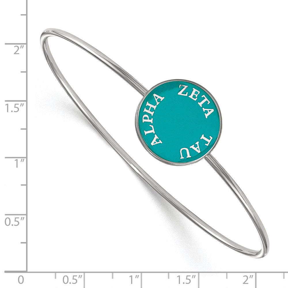 Sterling Silver Rh Plated Logoart Zeta Tau Alpha Enameled Slip On Bangle