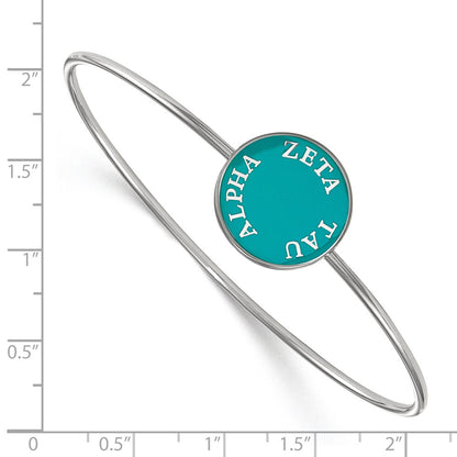 Sterling Silver Rh Plated Logoart Zeta Tau Alpha Enameled Slip On Bangle