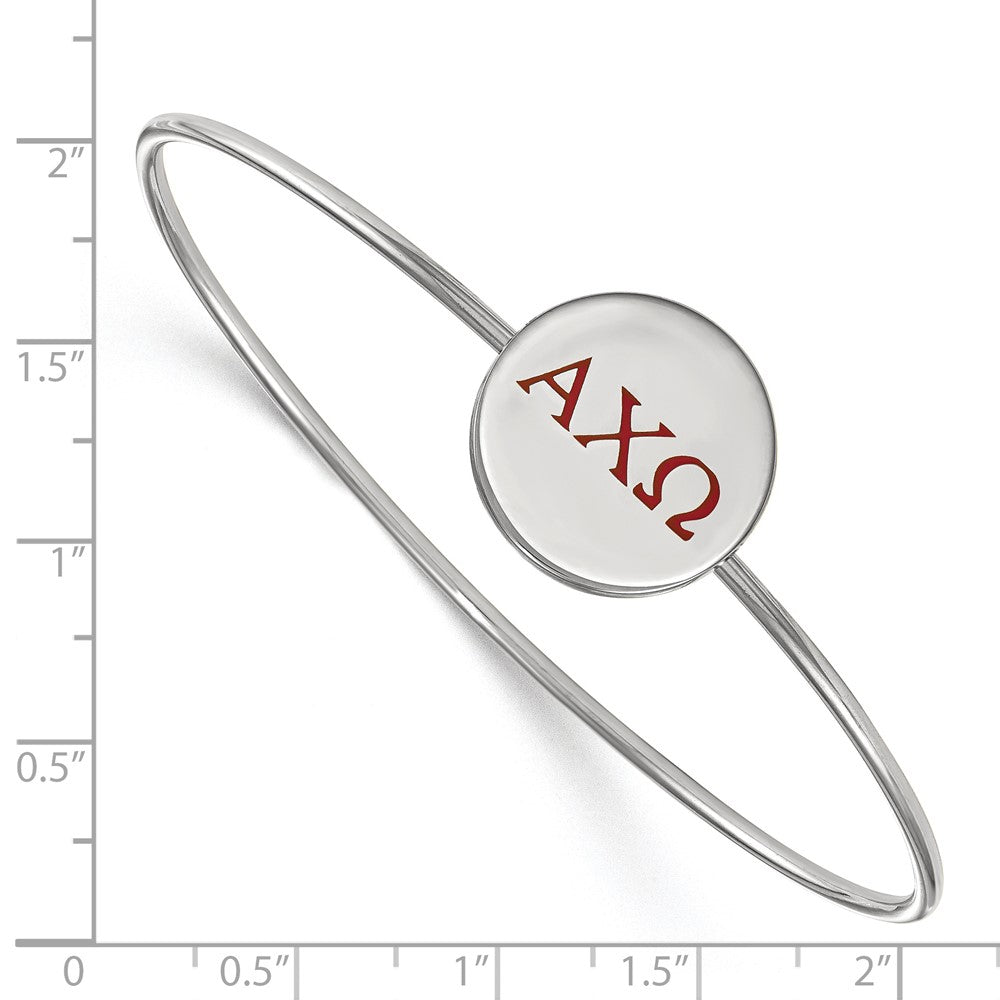 Sterling Silver Rh Plated Logoart Alpha Chi Omega Enameled Slip On Bangle Bracelet