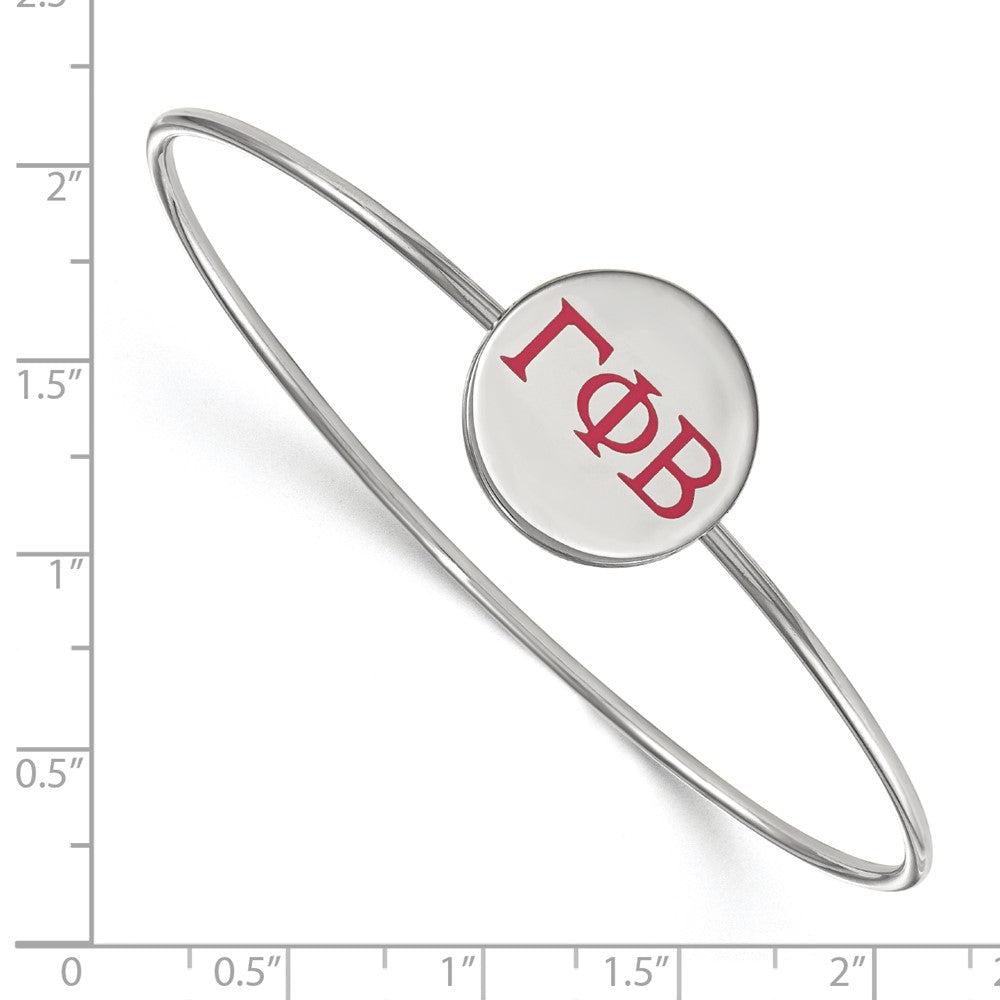Sterling Silver Rh Plated Logoart Gamma Phi Beta Enameled Slip On Bangle