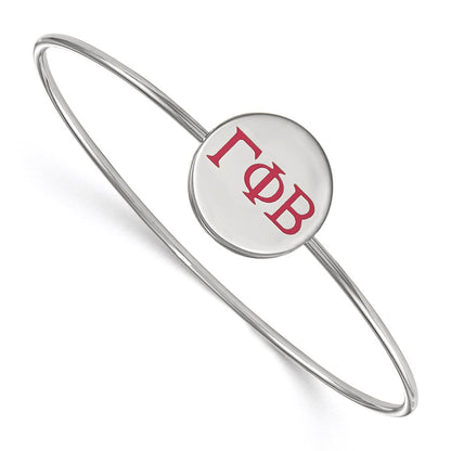 Sterling Silver Rh Plated Logoart Gamma Phi Beta Enameled Slip On Bangle