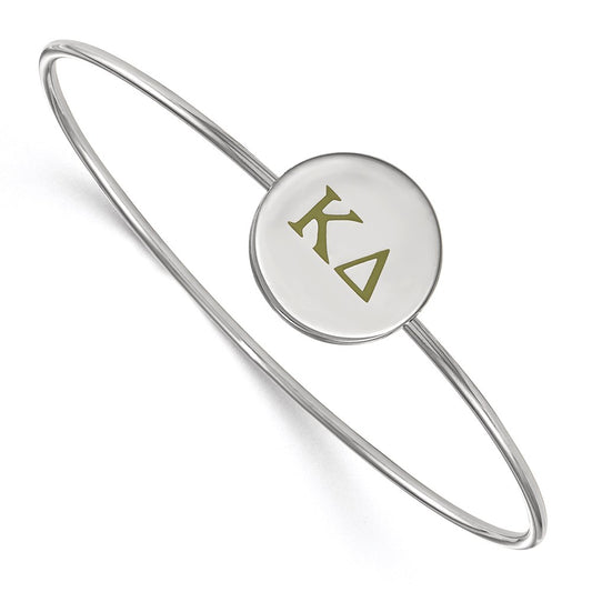 Sterling Silver Rh Plated Logoart Kappa Delta Enameled Slip On Bangle