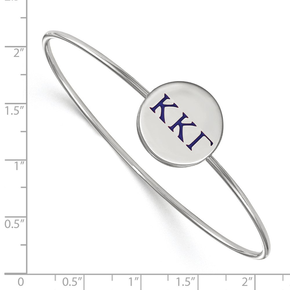 Sterling Silver S. Rh Plated Logoart Kappa Gamma Enameled Slip On Bangle Bracelet
