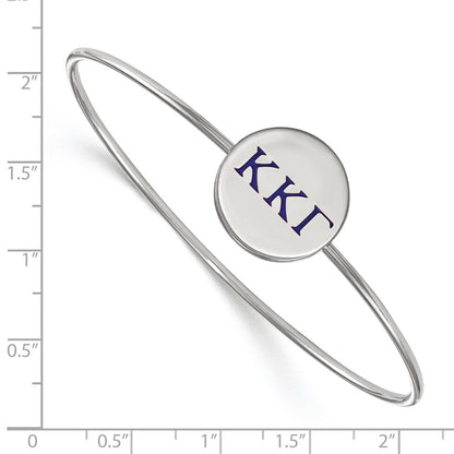Sterling Silver S. Rh Plated Logoart Kappa Gamma Enameled Slip On Bangle Bracelet