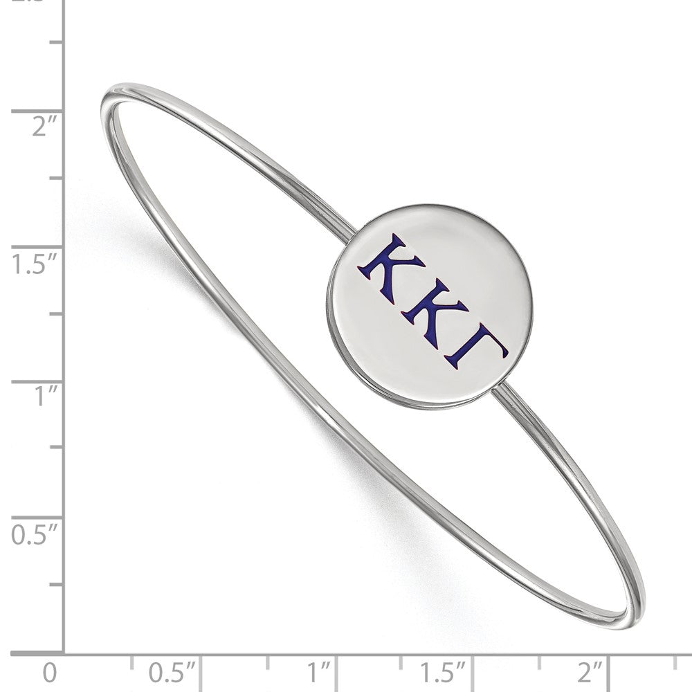 Sterling Silver S. Rh Plated Logoart Kappa Gamma Enameled Slip On Bangle Bracelet