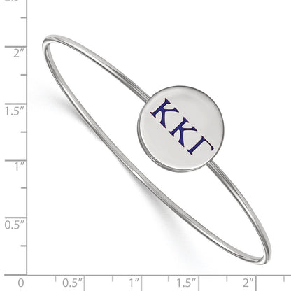 Sterling Silver S. Rh Plated Logoart Kappa Gamma Enameled Slip On Bangle Bracelet