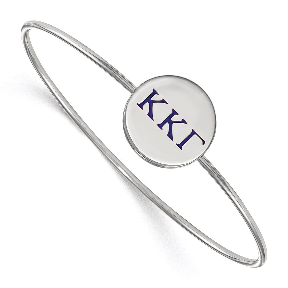 Sterling Silver S. Rh Plated Logoart Kappa Gamma Enameled Slip On Bangle Bracelet