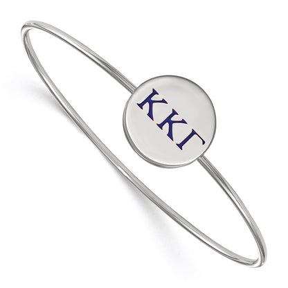 Sterling Silver S. Rh Plated Logoart Kappa Gamma Enameled Slip On Bangle Bracelet