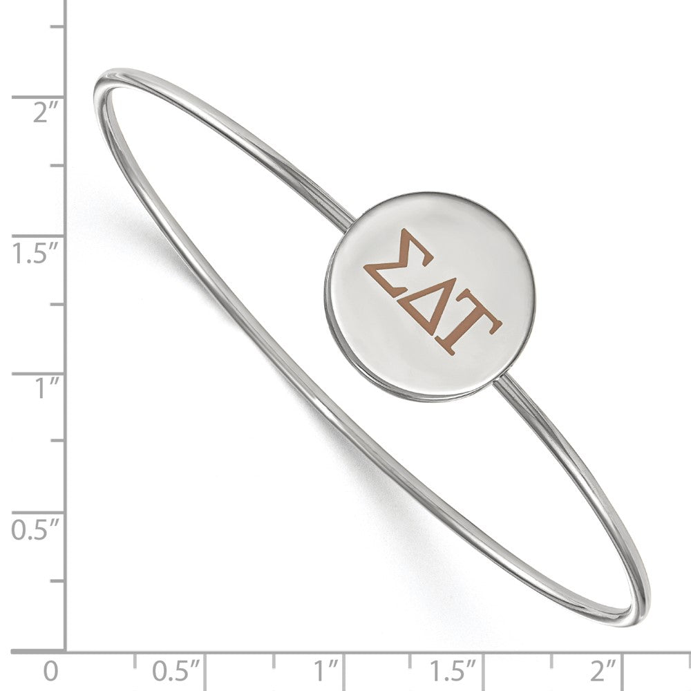 Sterling Silver Rh Plated Logoart Sigma Delta Tau Enameled Slip On Bangle