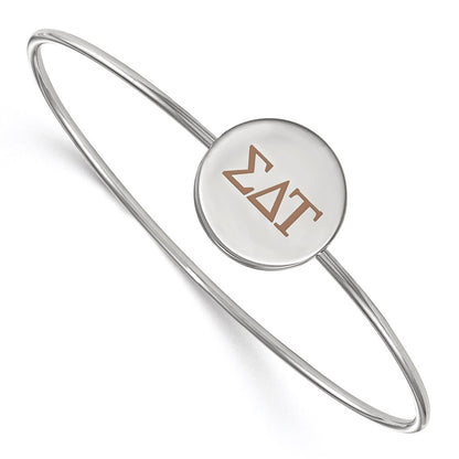 Sterling Silver Rh Plated Logoart Sigma Delta Tau Enameled Slip On Bangle