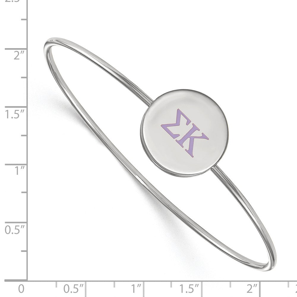 Sterling Silver Rh Plated Logoart Sigma Kappa Enameled Slip On Bangle