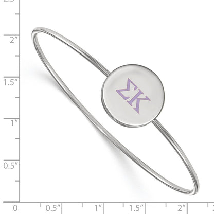 Sterling Silver Rh Plated Logoart Sigma Kappa Enameled Slip On Bangle