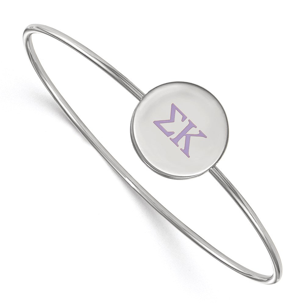 Sterling Silver Rh Plated Logoart Sigma Kappa Enameled Slip On Bangle