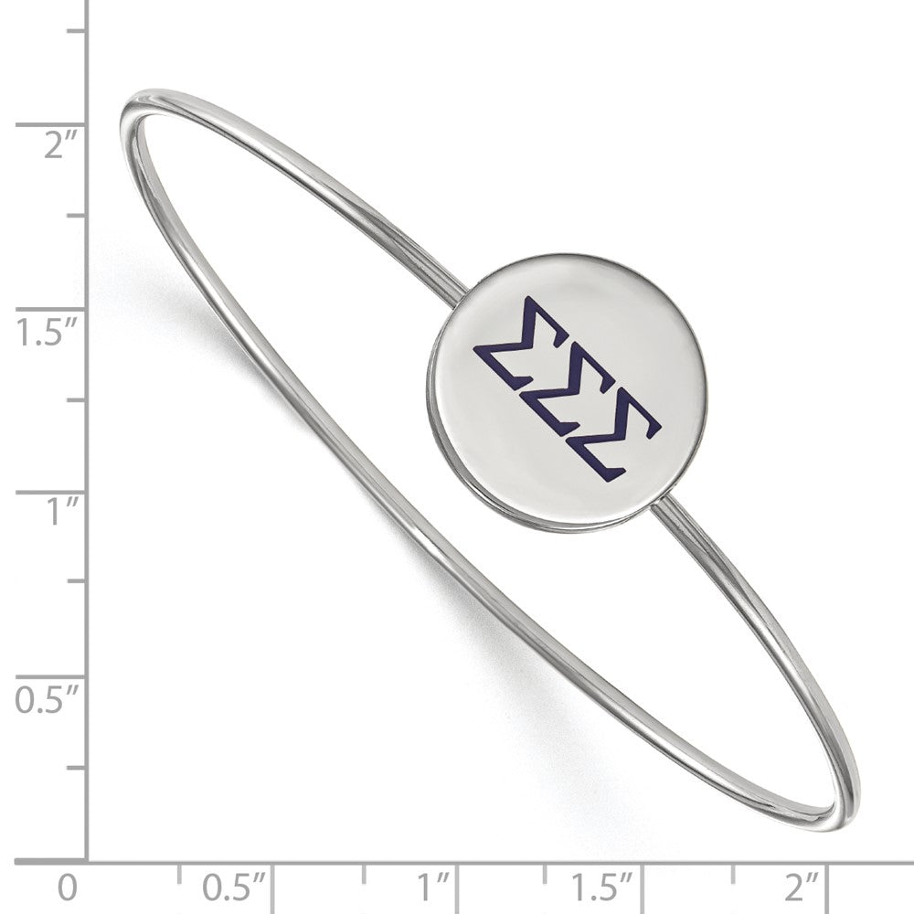 Sterling Silver S. Rh Plated Logoart Sigma Enameled Slip On Bangle Bracelet