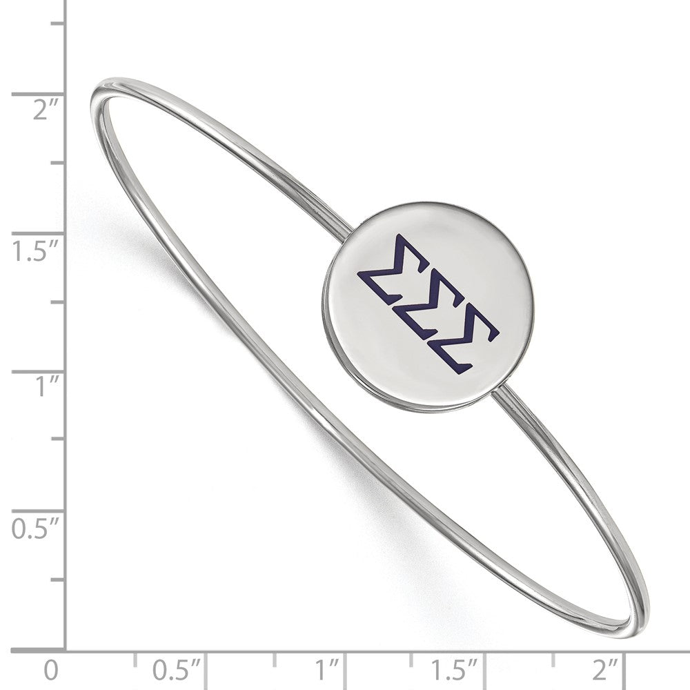Sterling Silver S. Rh Plated Logoart Sigma Enameled Slip On Bangle Bracelet