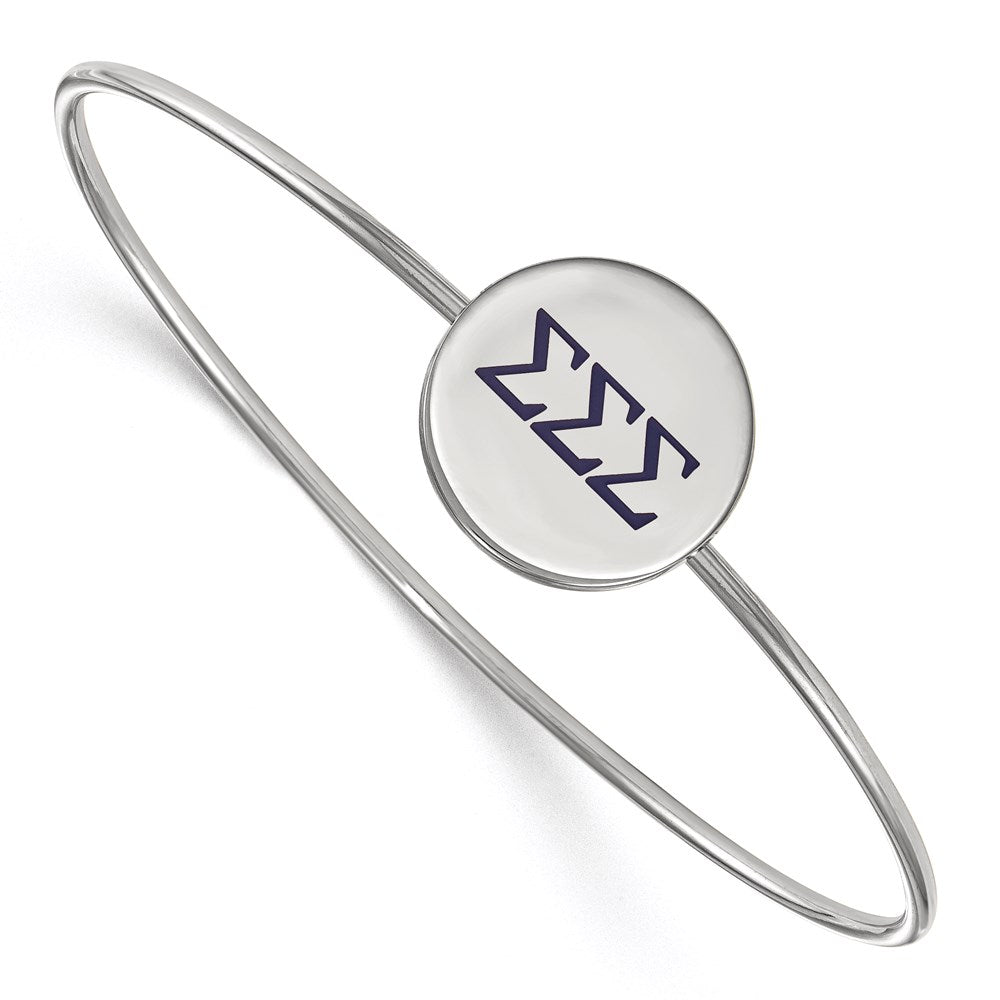 Sterling Silver S. Rh Plated Logoart Sigma Enameled Slip On Bangle Bracelet