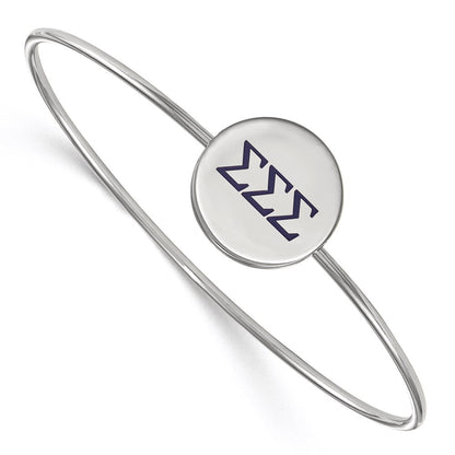 Sterling Silver S. Rh Plated Logoart Sigma Enameled Slip On Bangle Bracelet