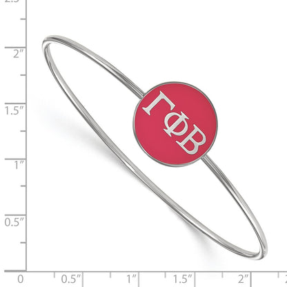 Sterling Silver Rh Plated Logoart Gamma Phi Beta Enameled Slip On Bangle Bracelet