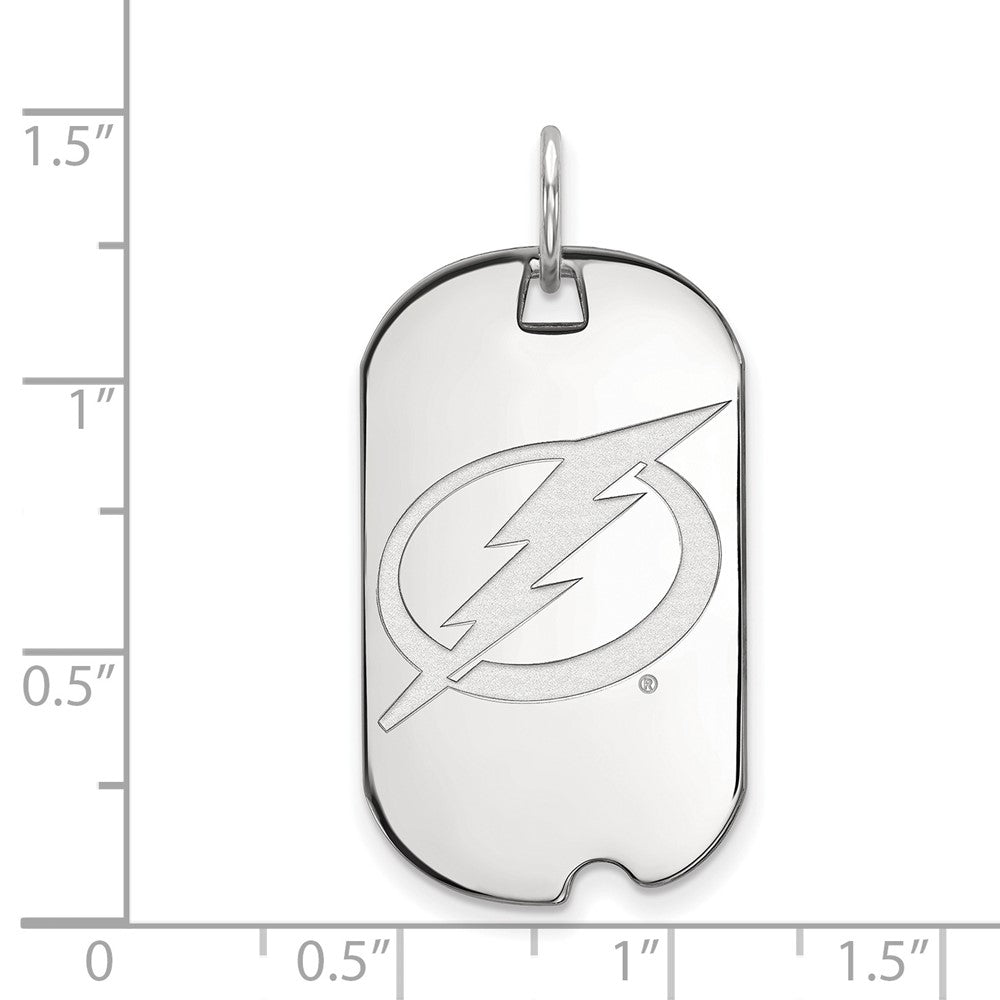 Sterling Silver Rhodium Plated Nhl Logoart Tampa Bay Lightning Small Dog Tag Pendant