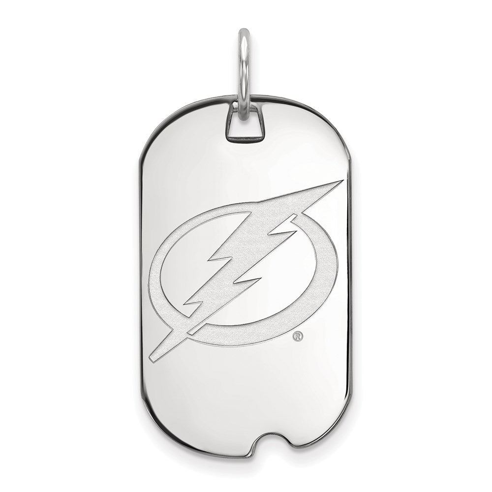 Sterling Silver Rhodium Plated Nhl Logoart Tampa Bay Lightning Small Dog Tag Pendant