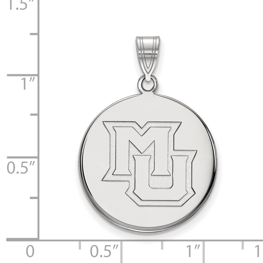 14K White Gold Logoart Marquette University M U Large Disc Pendant