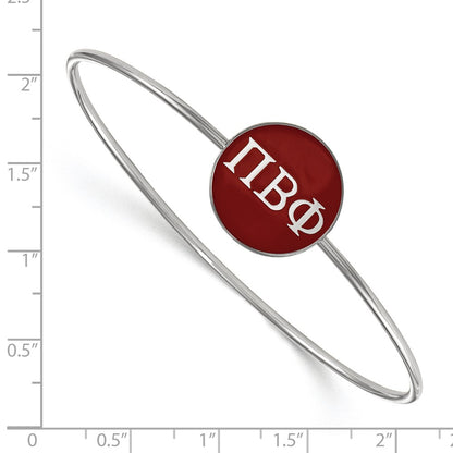 Sterling Silver Rh Plated Logoart Pi Beta Phi Enameled Slip On Bangle
