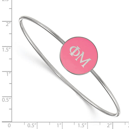 Sterling Silver Rh Plated Logoart Phi Mu Enameled Slip On Bangle