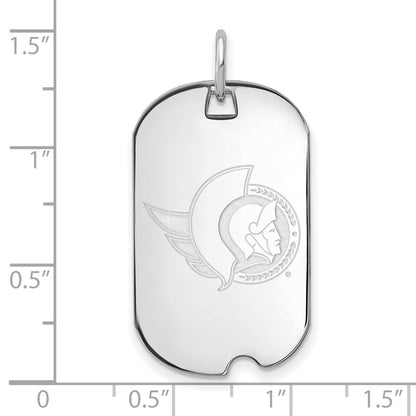 Sterling Silver Rhodium Plated Nhl Logoart Ottawa Senators Small Dog Tag Pendant