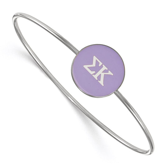 Sterling Silver Rh Plated Logoart Sigma Kappa Enameled Slip On Bangle