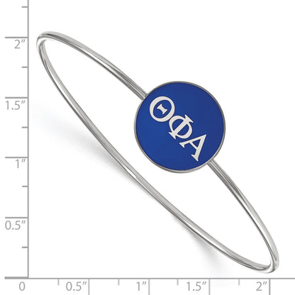 Sterling Silver Rh Plated Logoart Theta Phi Alpha Enameled Slip On Bangle