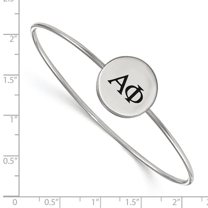 Sterling Silver Rh Plated Logoart Alpha Phi Enameled Slip On Bangle
