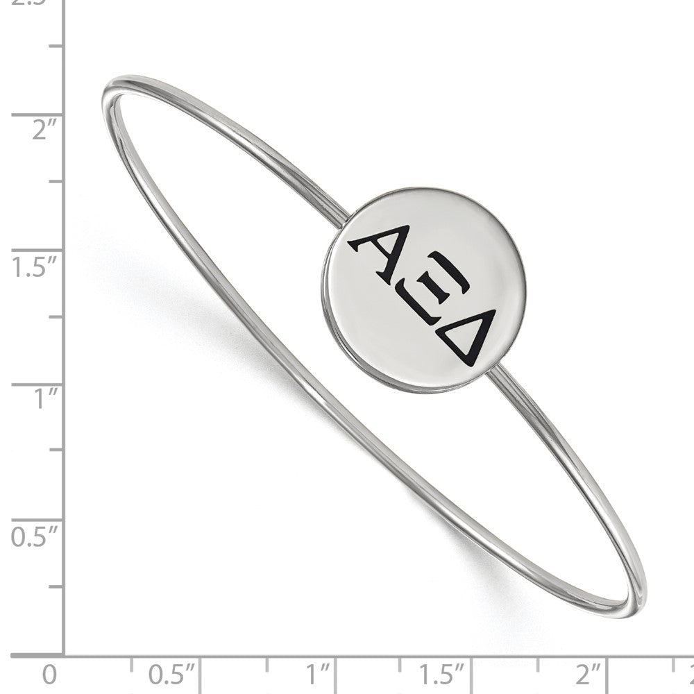 Sterling Silver Rh Plated Logoart Alpha Xi Delta Enameled Slip On Bangle Bracelet