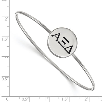 Sterling Silver Rh Plated Logoart Alpha Xi Delta Enameled Slip On Bangle Bracelet
