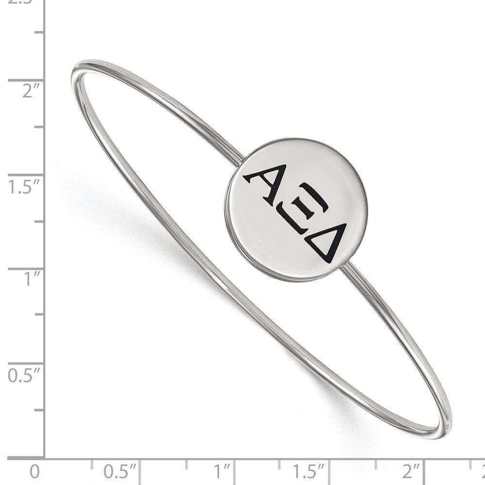Sterling Silver Rh Plated Logoart Alpha Xi Delta Enameled Slip On Bangle Bracelet