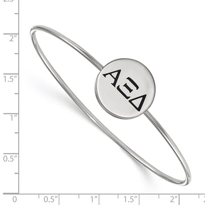 Sterling Silver Rh Plated Logoart Alpha Xi Delta Enameled Slip On Bangle Bracelet