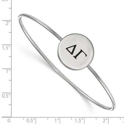 Sterling Silver Rh Plated Logoart Delta Gamma Enameled Slip On Bangle