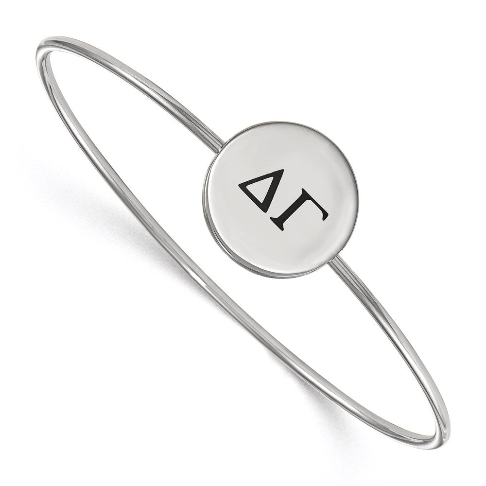 Sterling Silver Rh Plated Logoart Delta Gamma Enameled Slip On Bangle