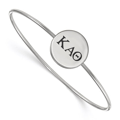 Sterling Silver S. Rh Plated Logoart Kappa Alpha Theta Enameled Slip On Bangle