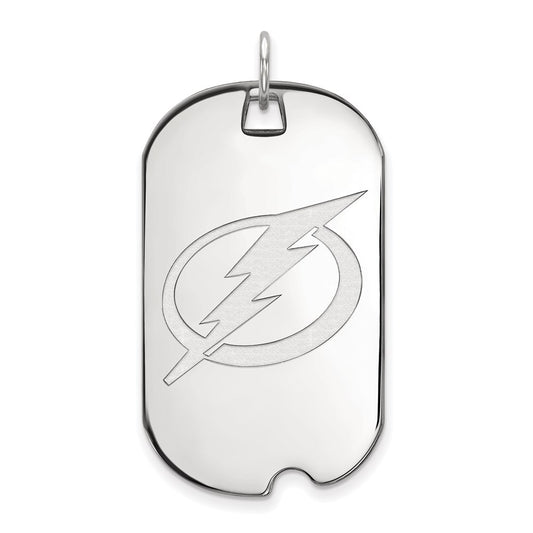 10K White Gold Nhl Logoart Tampa Bay Lightning Large Dog Tag Pendant