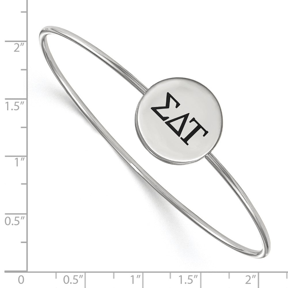 Sterling Silver Rh Plated Logoart Sigma Delta Tau Enameled Slip On Bangle