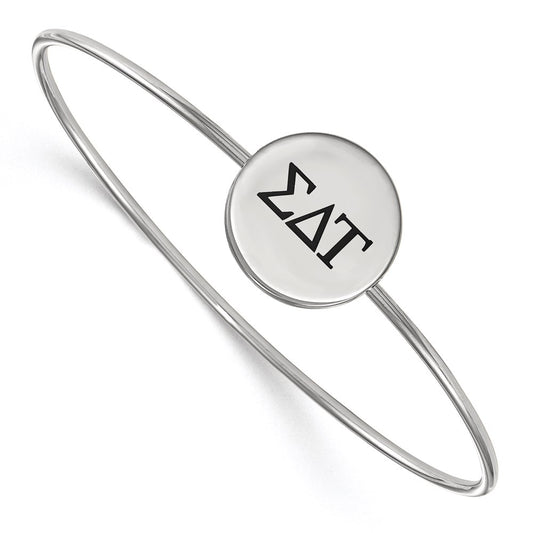 Sterling Silver Rh Plated Logoart Sigma Delta Tau Enameled Slip On Bangle