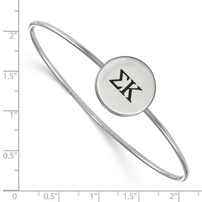 Sterling Silver Rh Plated Logoart Sigma Kappa Enameled Slip On Bangle